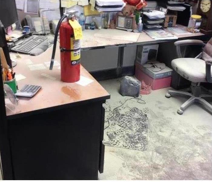 Soot on office floor 